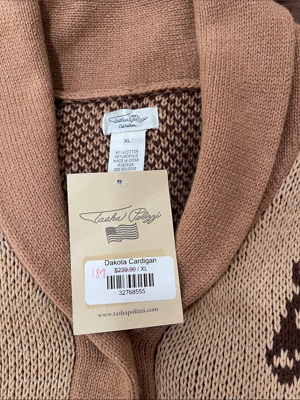 Tasha Polizzi Tan and Brown Dakota Western Horse Motif Cardigan - Picture 12 of 14